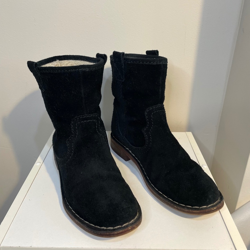 Clarks Cabaret Black Suede Shearling Lined Boots Women's Warm Comfy Size‎ 7